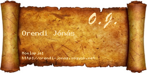 Orendi Jónás névjegykártya